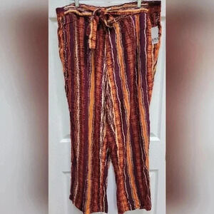 Lili Sport Women's Striped Wide Leg Flowy Pants Plus Size 2x NWT